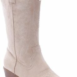 Weloveshoes SmileFavorites® Dames Cowboylaarzen Met Hak - Suedine - Beige - Maat 39 -Dames-schoenen Verkoop 512x840 3