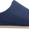 Travelin' At-Home Dames Sloffen - Wollen Pantoffels - Instappers Met Rubberen Zool - Navy Blauw - Maat 40