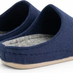 Travelin' At-Home Dames Sloffen - Wollen Pantoffels - Instappers Met Rubberen Zool - Navy Blauw - Maat 40 -Dames-schoenen Verkoop 550x279 5