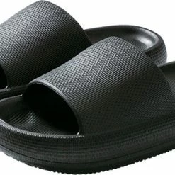 Geweo - Badslippers - EVA Slippers Heren Dames - Pillow Slides - Kerstmis - Kerstfeest - Christmas Gift - Unisex - Verdikte - Antislip - Lichtgewicht - Zwart - Maat 46/47