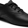 Dancer Dancewear Jazzschoenen Leer | Zwart | Met Veters | Zwarte Jazz Schoenen | Met Suède Splitzool | Maat 32