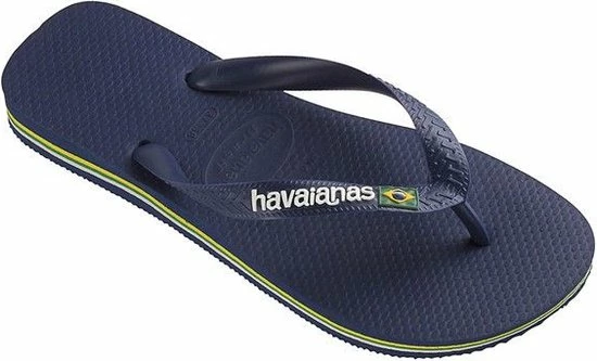 Havaianas Brasil Logo Unisex Slippers - Navy Blue - Maat 47/48 Havaianas Brasil Logo Unisex Slippers - Navy Blue - Maat 47/48 -Dames-schoenen Verkoop