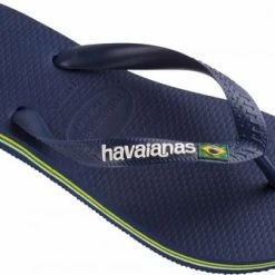 Havaianas Brasil Logo Unisex Slippers - Navy Blue - Maat 35/36