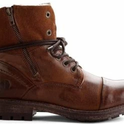 NoGRZ P.Post - Dames Leren Enkellaars - Winter Veterboots - Wol Gevoerd - Cognac - Maat 41 -Dames-schoenen Verkoop 550x393 3
