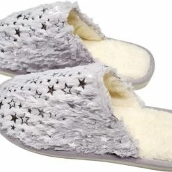 Youhomy Accessoires Warme Dames Pantoffels Blauwgrijs- Fluffy Pantoffels Zilver Sterretje, Glitter Print - Maat 38/39 Unisex - Fake Fur Pantoffel- Thuis Indoor Sloffen Dames, Heren, Jongen En Meisjes 12-18 Jr Seizoen Herfst Winter| Cadeaus Kerstdagen -Dames-schoenen Verkoop 550x410 9