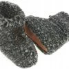Oncedoce Wollen Sloffen - Winter Pantoffels 100% ECHT Lamswol En Leer - MAAT 39 - Leren Zooltjes – Veters - Handgemaakte Slofjes - Kleur Donkergrijs Gemêleerd
