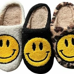 Badrock Smiley Sloffen – Unisex Pantoffels Smiley – Smiley Slippers - Sloffen – Zachte Pantoffels – Gekke Sloffen – Sloffen Dames & Heren – Zwart - Cadeau - Maat 41/42