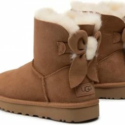 Ugg Mini Bailey Fluff Bow Laarzen Bruin - Dames Laarzen - 1123635-CHE - Maat 37 -Dames-schoenen Verkoop 550x449