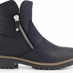Travelin' Vartae Dames Enkellaarsjes - Winter Boots - Wax Suede Leer - Wol Gevoerd - Donkerblauw - Maat 42