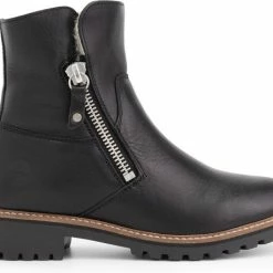 Travelin' Vartae - Stoere Leren Enkellaars - Dames - Wol Gevoerd - Zwart Leer - Maat 36