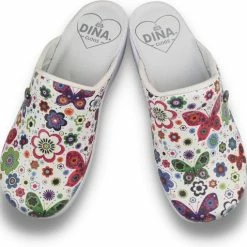 Medische Dames Klompen PU Zool - PU Klompen Met Kunststof Zool - Ziekenhuis Klompen - Zorgklompen - DINA CLOGS - Vlinderbloemetjes - Maat 41 -Dames-schoenen Verkoop 550x510 1