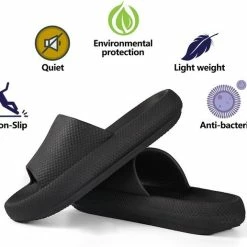 Geweo - Badslippers - EVA Slippers Heren Dames - Pillow Slides - Kerstmis - Kerstfeest - Christmas Gift - Unisex - Verdikte - Antislip - Lichtgewicht - Zwart - Maat 46/47 -Dames-schoenen Verkoop 550x516 7