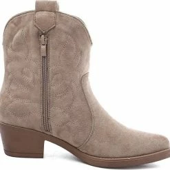 WELOVESHOES® Dames Cowboylaarzen Met Hak Kort - Suedine - Taupe Khaki - Maat 38 -Dames-schoenen Verkoop 550x529 6