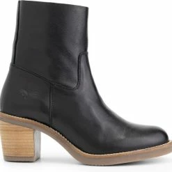 Travelin' Morlaix Dames Leren Enkellaarzen Met Hak - Nette Schoenen Vrouwen - Zwart Leer - Maat 39