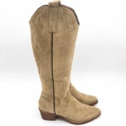Weloveshoes SmileFavorites® Dames Cowboylaarzen Met Hak - Suedine - Taupe Khaki - Maat 40 -Dames-schoenen Verkoop 550x532 1
