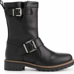 Travelin Silkeborg - Leren Outdoorlaars - Dames - Wol Gevoerd - Zwart - Maat 38