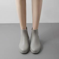 Geweo Regenlaarzen - Wellington Chelsea Laarzen - Kerstmis - Kerstfeest - Christmas Gift - Middelhoge Schoen - Kort Boots - Waterdichte - Dames - Grijs - Maat 36 -Dames-schoenen Verkoop 550x550 155