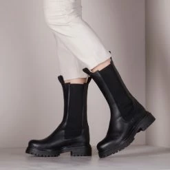 Cashott Vrouwen Leren Chelsea Boots / Laarzen / Damesschoenen 24204 - Zwart - Maat 38 -Dames-schoenen Verkoop 550x550 244