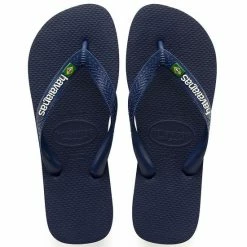 Havaianas Brasil Logo Unisex Slippers - Navy Blue - Maat 35/36 -Dames-schoenen Verkoop 550x550 284