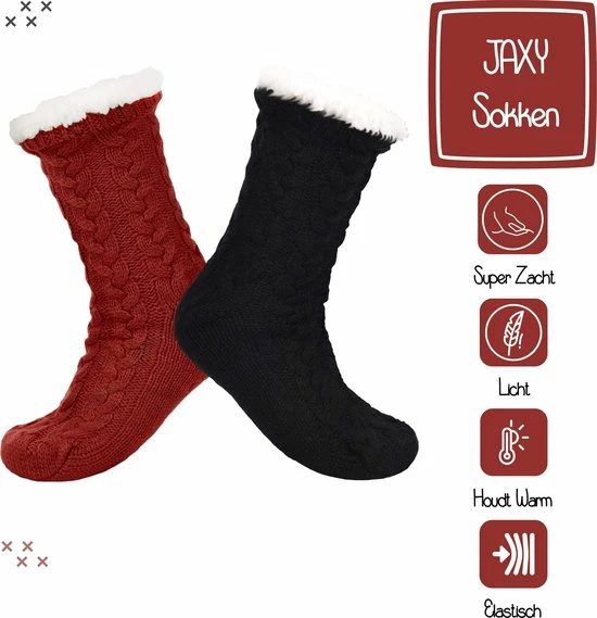 JAXY Huissokken - Huissokken Dames en Heren - Verwarmde sokken - Anti Slip Sokken - Fleece Sokken - Dikke Sokken - Fluffy Sokken - Slofsokken - Warme Sokken - Bedsokken - Gevoerde Sokken - Winter Sokken - 2 Paar - Zwart en Rood JAXY Huissokken - Huissokken Dames En Heren - Verwarmde Sokken - Anti Slip Sokken - Fleece Sokken - Dikke Sokken - Fluffy Sokken - Slofsokken - Warme Sokken - Bedsokken - Gevoerde Sokken - Winter Sokken - 2 Paar - Zwart En Rood -Dames-schoenen Verkoop 550x569 3