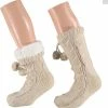Merkloos Huissokken Dames Beige Anti Slip Fluffy 37-42 -Dames-schoenen Verkoop 550x572 2