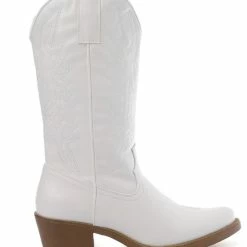 WELOVESHOES® Dames Cowboylaarzen Met Hak - Imitatieleer - Wit - Maat 40