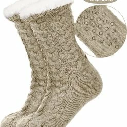 JAXY Huissokken - Huissokken Dames En Heren - Verwarmde Sokken - Anti Slip Sokken - Fleece Sokken - Dikke Sokken - Fluffy Sokken - Slofsokken - Warme Sokken - Bedsokken - Gevoerde Sokken - Winter Sokken - 2 Paar - Petrol + Beige -Dames-schoenen Verkoop 550x652