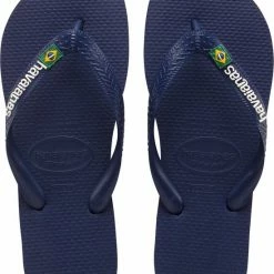Havaianas Brasil Logo Unisex Slippers - Navy Blue - Maat 35/36 -Dames-schoenen Verkoop 550x681 3