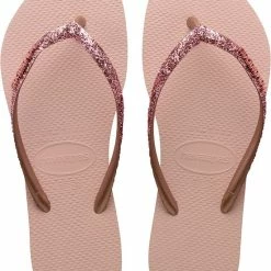 Havaianas Slim Glitter II Dames Slippers - Ballet Rose/ Golden Blush - Maat 37/38