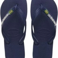 Havaianas Brasil Logo Unisex Slippers - Navy Blue - Maat 35/36 -Dames-schoenen Verkoop 550x688 5