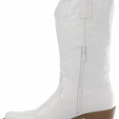 WELOVESHOES® Dames Cowboylaarzen Met Hak - Imitatieleer - Wit - Maat 40 -Dames-schoenen Verkoop 550x716