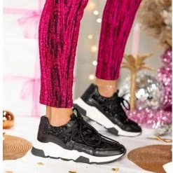 Dames Sneakers Dwrs Los Angeles Glitter Black Zwart - Maat 39 -Dames-schoenen Verkoop 550x747